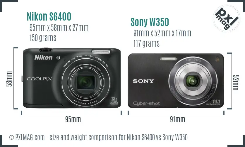 Nikon S6400 vs Sony W350 size comparison Nikon S6400 vs Sony W350 size comparison