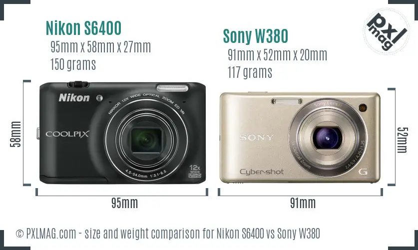Nikon S6400 vs Sony W380 size comparison Nikon S6400 vs Sony W380 size comparison