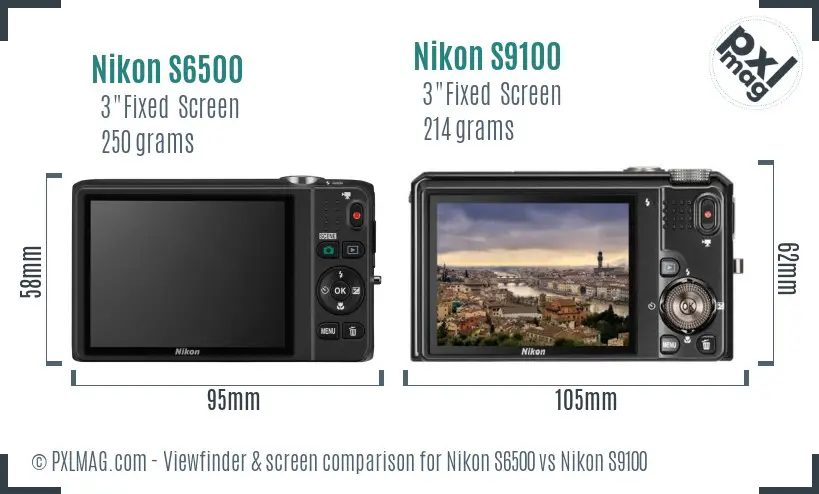 Nikon S6500 vs Nikon S9100 Screen and Viewfinder comparison