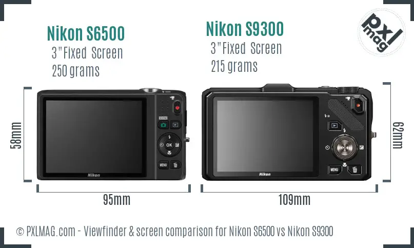 Nikon S6500 vs Nikon S9300 Screen and Viewfinder comparison