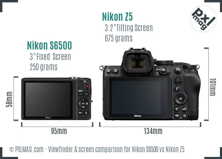Nikon S6500 vs Nikon Z5 Screen and Viewfinder comparison