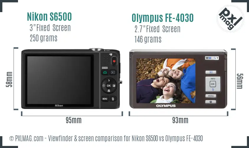 Nikon S6500 vs Olympus FE-4030 Screen and Viewfinder comparison Nikon S6500 vs Olympus FE-4030 Screen and Viewfinder comparison