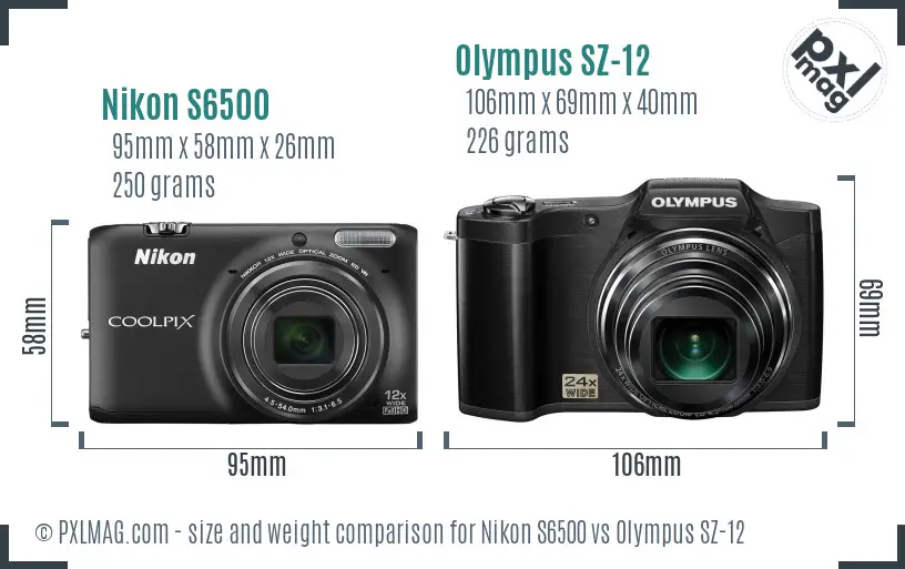 Nikon S6500 vs Olympus SZ-12 size comparison Nikon S6500 vs Olympus SZ-12 size comparison
