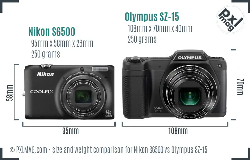 Nikon S6500 vs Olympus SZ-15 size comparison Nikon S6500 vs Olympus SZ-15 size comparison