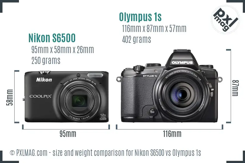Nikon S6500 vs Olympus 1s size comparison Nikon S6500 vs Olympus 1s size comparison