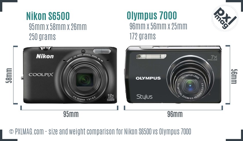 Nikon S6500 vs Olympus 7000 size comparison Nikon S6500 vs Olympus 7000 size comparison