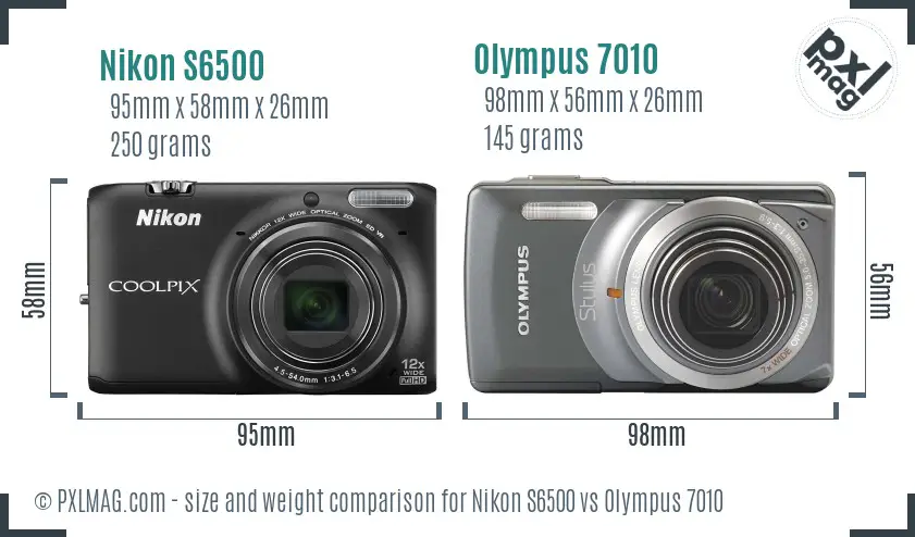 Nikon S6500 vs Olympus 7010 size comparison