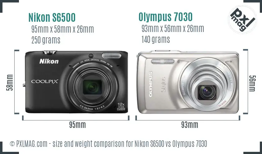 Nikon S6500 vs Olympus 7030 size comparison
