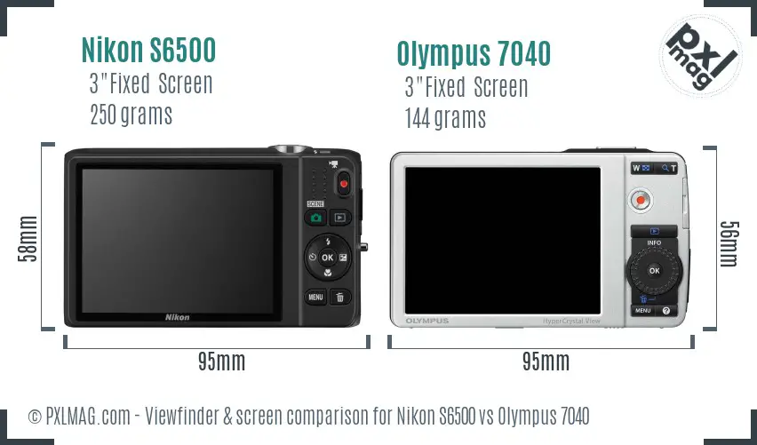Nikon S6500 vs Olympus 7040 Screen and Viewfinder comparison