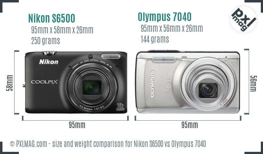 Nikon S6500 vs Olympus 7040 size comparison