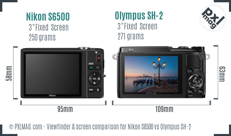 Nikon S6500 vs Olympus SH-2 Screen and Viewfinder comparison