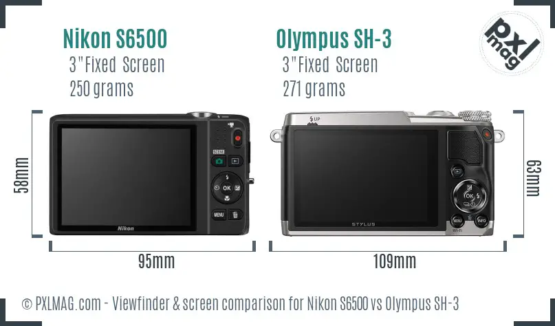 Nikon S6500 vs Olympus SH-3 Screen and Viewfinder comparison