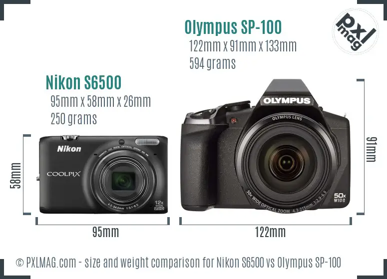 Nikon S6500 vs Olympus SP-100 size comparison Nikon S6500 vs Olympus SP-100 size comparison
