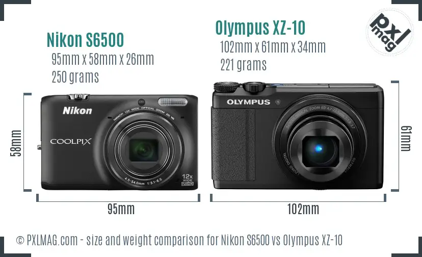 Nikon S6500 vs Olympus XZ-10 size comparison Nikon S6500 vs Olympus XZ-10 size comparison