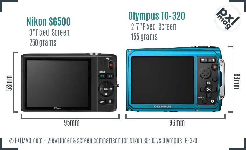 Nikon S6500 vs Olympus TG-320 Screen and Viewfinder comparison Nikon S6500 vs Olympus TG-320 Screen and Viewfinder comparison