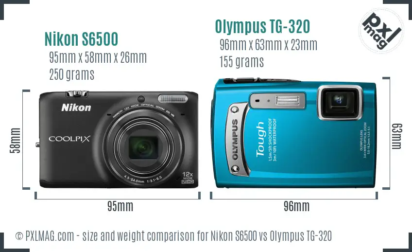 Nikon S6500 vs Olympus TG-320 size comparison Nikon S6500 vs Olympus TG-320 size comparison