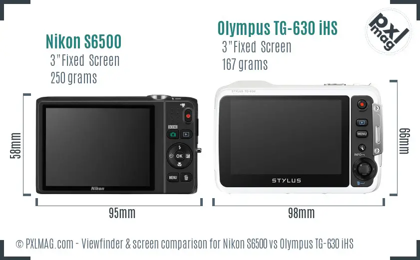 Nikon S6500 vs Olympus TG-630 iHS Screen and Viewfinder comparison