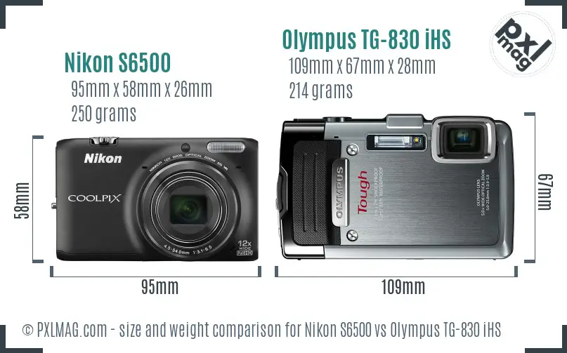 Nikon S6500 vs Olympus TG-830 iHS size comparison