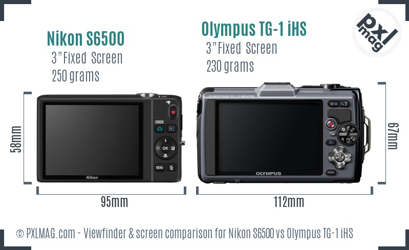 Nikon S6500 vs Olympus TG-1 iHS Screen and Viewfinder comparison