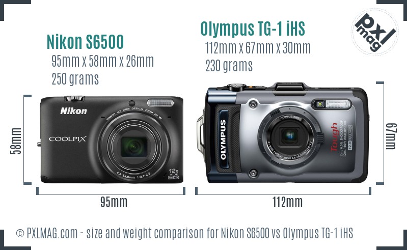 Nikon S6500 vs Olympus TG-1 iHS size comparison Nikon S6500 vs Olympus TG-1 iHS size comparison