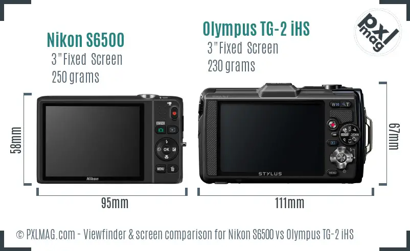 Nikon S6500 vs Olympus TG-2 iHS Screen and Viewfinder comparison