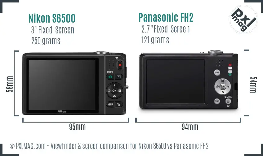 Nikon S6500 vs Panasonic FH2 Screen and Viewfinder comparison