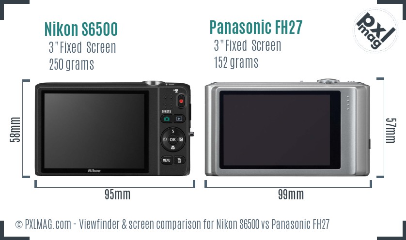 Nikon S6500 vs Panasonic FH27 Screen and Viewfinder comparison