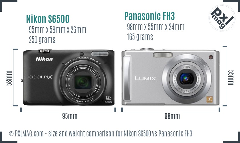 Nikon S6500 vs Panasonic FH3 size comparison Nikon S6500 vs Panasonic FH3 size comparison