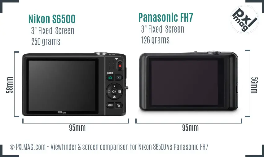 Nikon S6500 vs Panasonic FH7 Screen and Viewfinder comparison