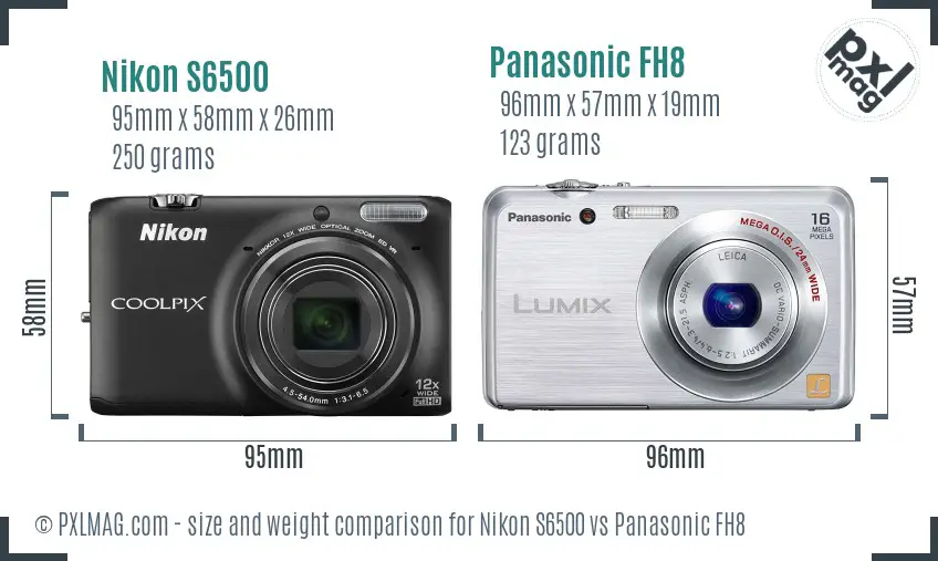 Nikon S6500 vs Panasonic FH8 size comparison Nikon S6500 vs Panasonic FH8 size comparison