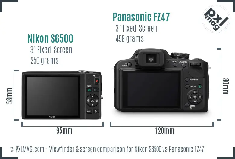 Nikon S6500 vs Panasonic FZ47 Screen and Viewfinder comparison Nikon S6500 vs Panasonic FZ47 Screen and Viewfinder comparison