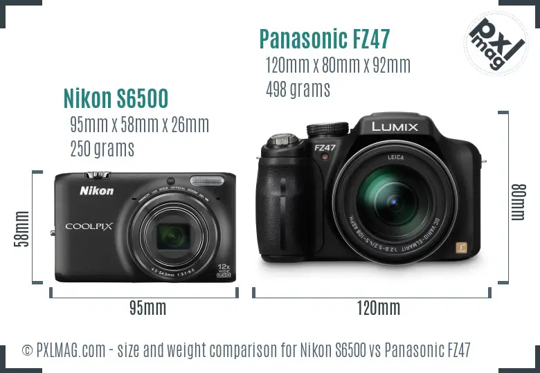 Nikon S6500 vs Panasonic FZ47 size comparison Nikon S6500 vs Panasonic FZ47 size comparison