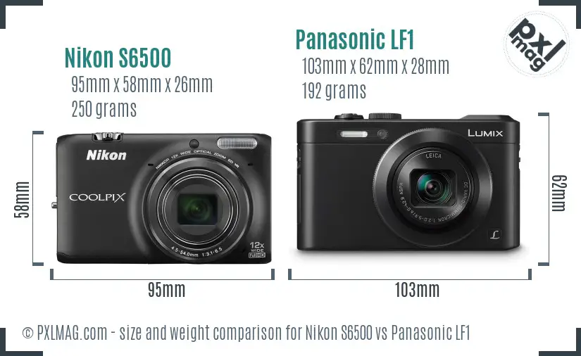 Nikon S6500 vs Panasonic LF1 size comparison