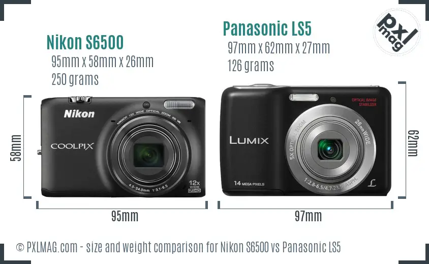 Nikon S6500 vs Panasonic LS5 size comparison
