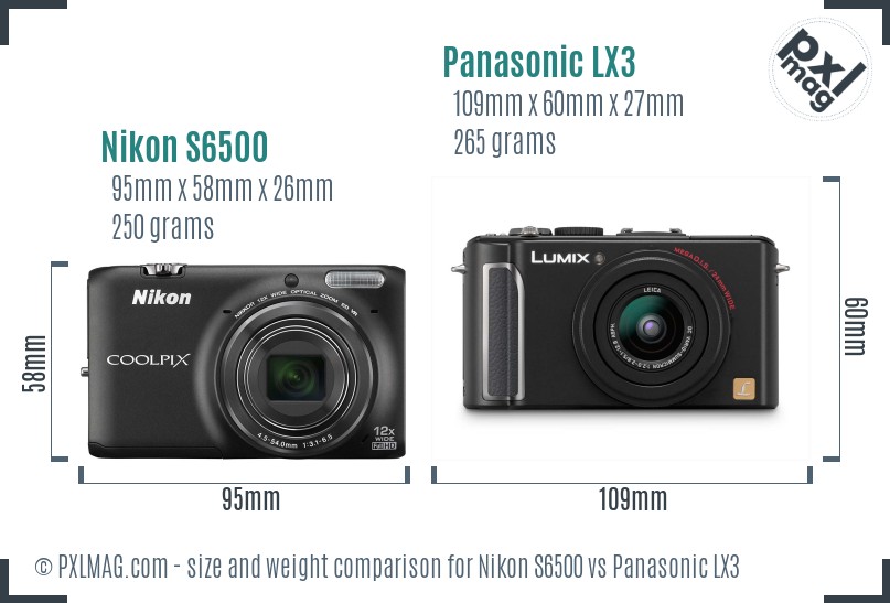 Nikon S6500 vs Panasonic LX3 size comparison Nikon S6500 vs Panasonic LX3 size comparison