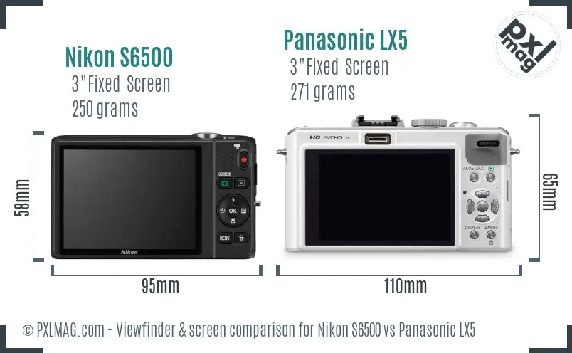 Nikon S6500 vs Panasonic LX5 Screen and Viewfinder comparison Nikon S6500 vs Panasonic LX5 Screen and Viewfinder comparison