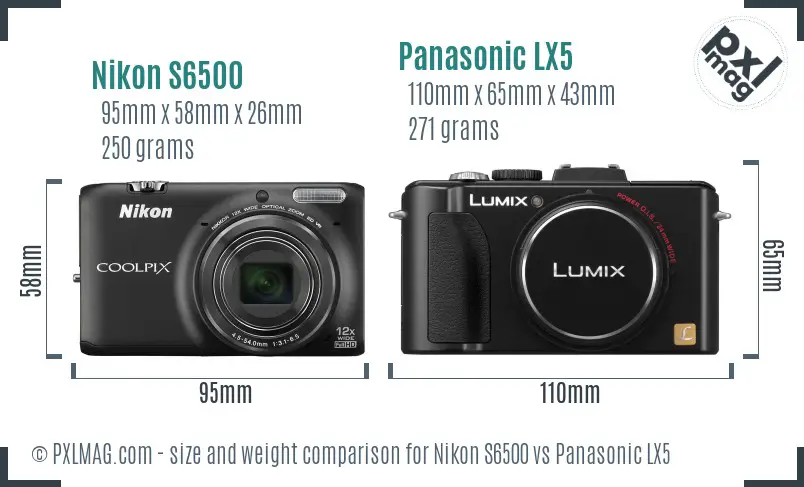 Nikon S6500 vs Panasonic LX5 size comparison Nikon S6500 vs Panasonic LX5 size comparison