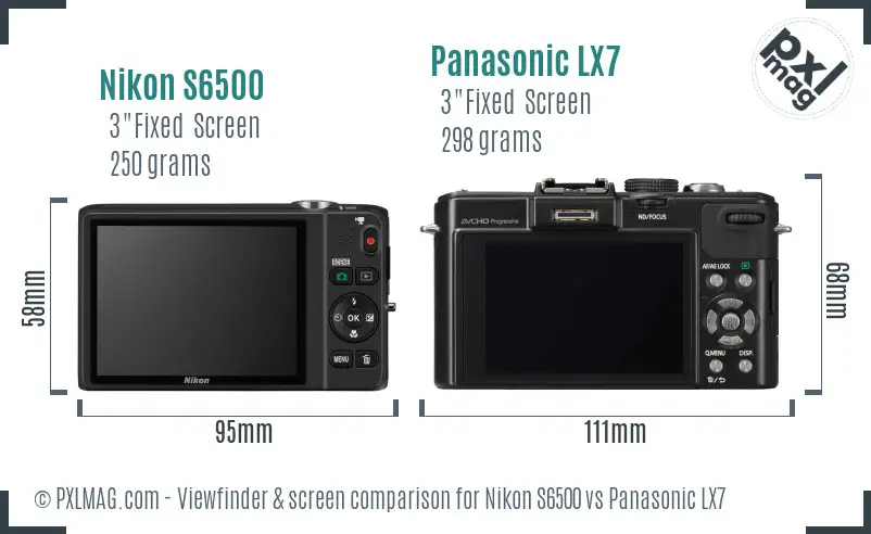 Nikon S6500 vs Panasonic LX7 Screen and Viewfinder comparison