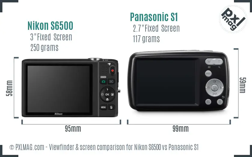 Nikon S6500 vs Panasonic S1 Screen and Viewfinder comparison