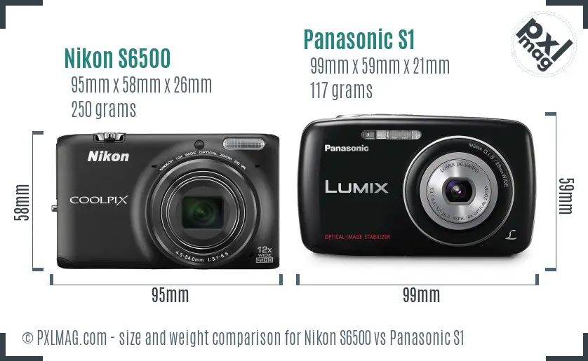 Nikon S6500 vs Panasonic S1 size comparison