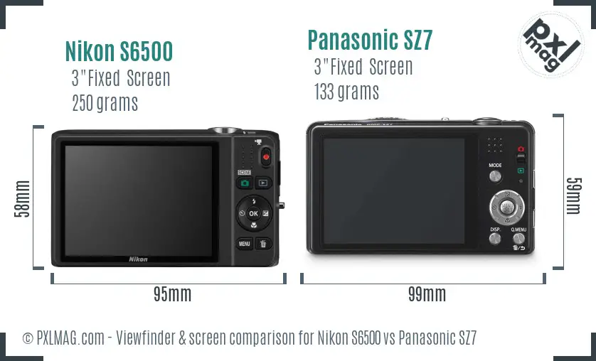 Nikon S6500 vs Panasonic SZ7 Screen and Viewfinder comparison