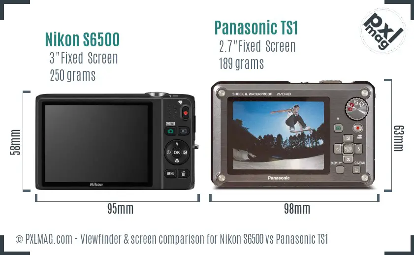 Nikon S6500 vs Panasonic TS1 Screen and Viewfinder comparison