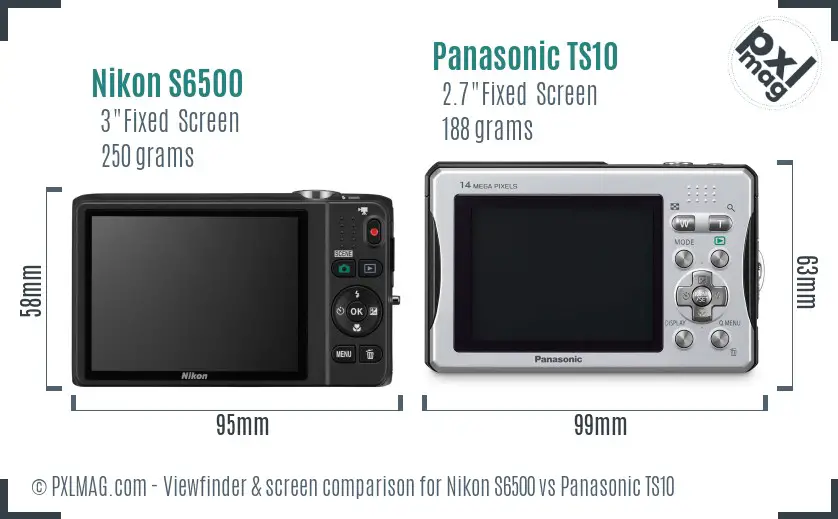 Nikon S6500 vs Panasonic TS10 Screen and Viewfinder comparison Nikon S6500 vs Panasonic TS10 Screen and Viewfinder comparison