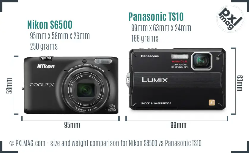Nikon S6500 vs Panasonic TS10 size comparison Nikon S6500 vs Panasonic TS10 size comparison