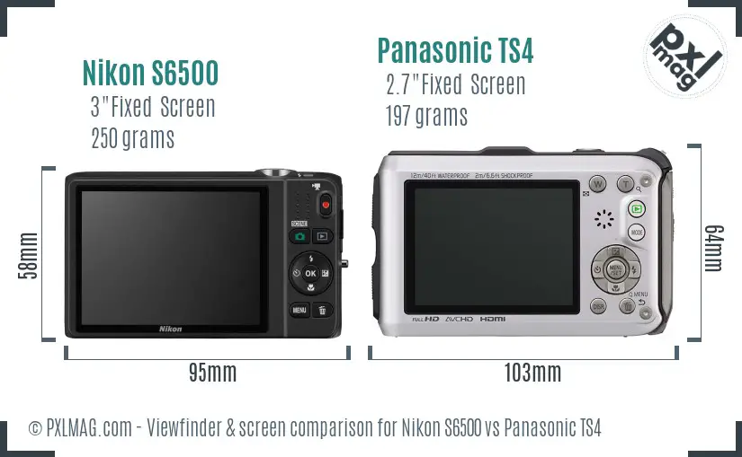 Nikon S6500 vs Panasonic TS4 Screen and Viewfinder comparison Nikon S6500 vs Panasonic TS4 Screen and Viewfinder comparison