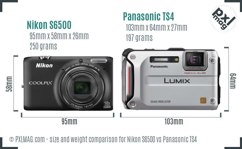 Nikon S6500 vs Panasonic TS4 size comparison Nikon S6500 vs Panasonic TS4 size comparison