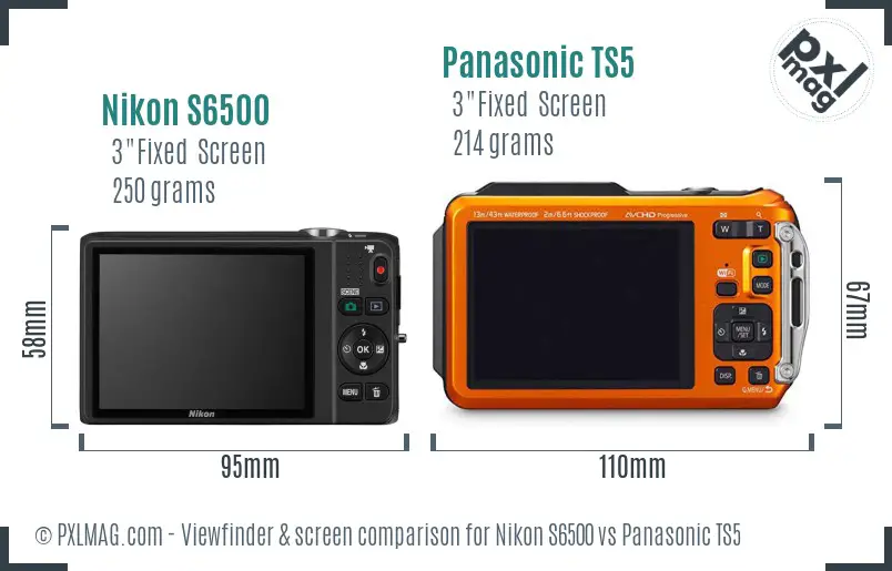 Nikon S6500 vs Panasonic TS5 Screen and Viewfinder comparison