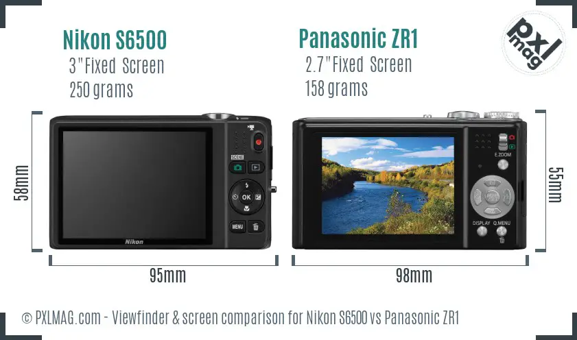 Nikon S6500 vs Panasonic ZR1 Screen and Viewfinder comparison Nikon S6500 vs Panasonic ZR1 Screen and Viewfinder comparison