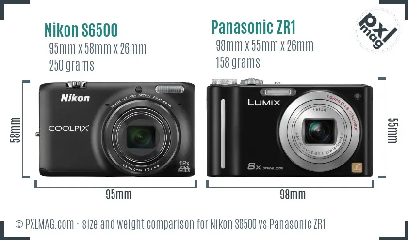 Nikon S6500 vs Panasonic ZR1 size comparison Nikon S6500 vs Panasonic ZR1 size comparison