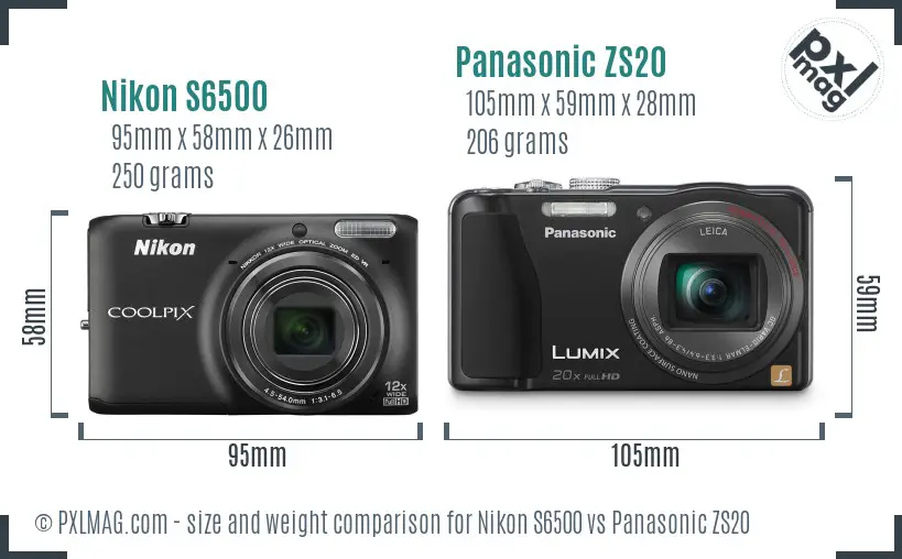 Nikon S6500 vs Panasonic ZS20 size comparison Nikon S6500 vs Panasonic ZS20 size comparison